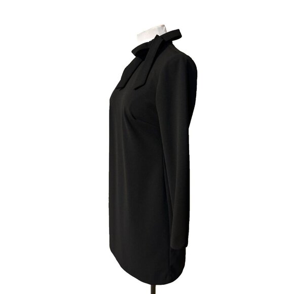 Calvin Klein Scuba Sheath Dress 6 Black Tie Neck Long Sleeve Career - Picture 4 of 12